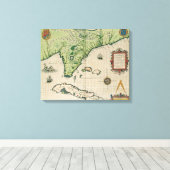 Kaart van Florida, uit 'Brevis Narratio' Canvas Afdruk (Insitu (Houten vloer))