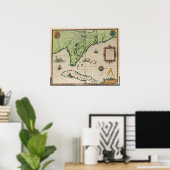 Kaart van Florida, uit 'Brevis Narratio' Poster (Thuiskantoor)