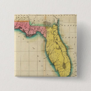 Kaart van Florida Vierkante Button 5,1 Cm