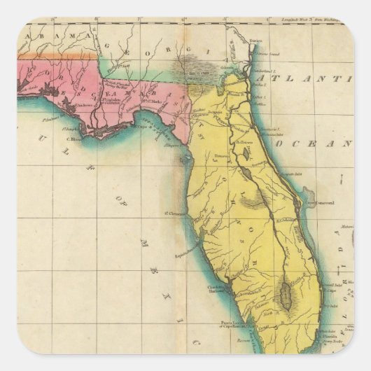 Kaart van Florida Vierkante Sticker (Voorkant)