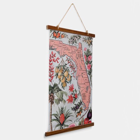  kaart van Florida Wall Hangend Wandkleed (Gebogen)
