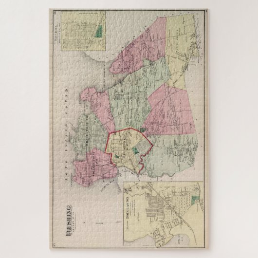  Kaart van Flushing Queens (1873) Legpuzzel (Verticaal)