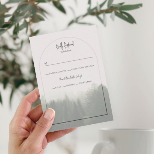 Kaart van Forest Mountain Wedding RSVP