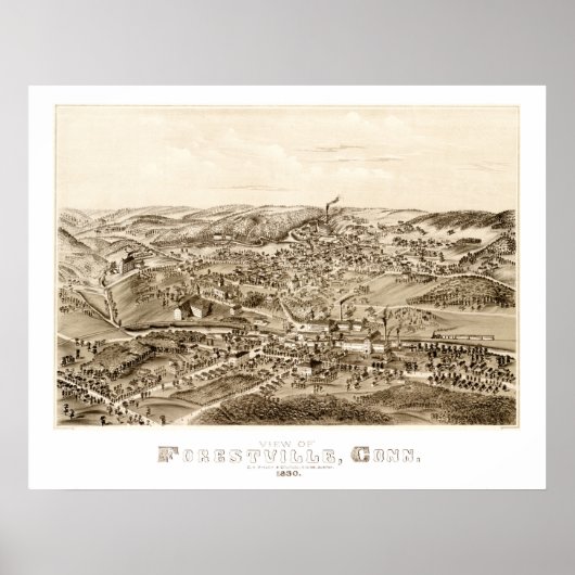 Kaart van Forestville, CT vanaf 1880 Poster (Voorkant)