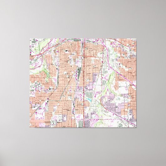 kaart van Fort Worth Texas (1955) 2 Canvas Afdruk (Voorkant)