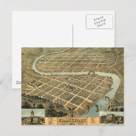  kaart van Frankfort Kentucky (Voorkant / Achterkant)