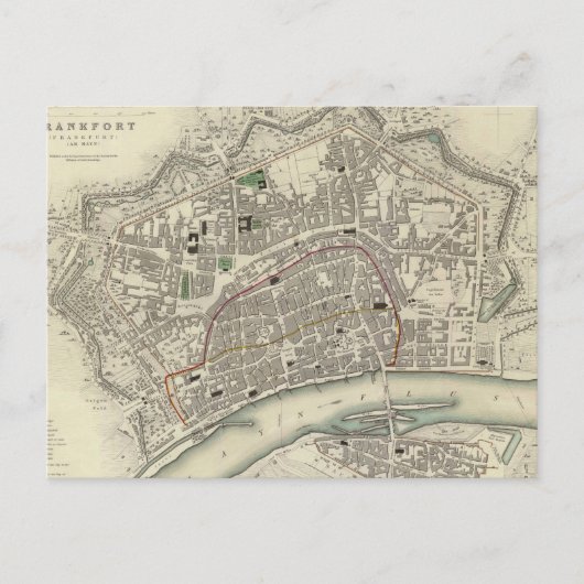 kaart van Frankfurt Duitsland (1837) (Voorkant)