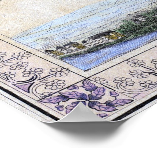  kaart van Frankfurt Duitsland (1845) Poster (Hoek)