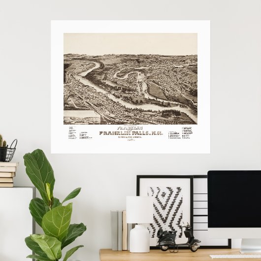  kaart van Franklin NH vanaf 1884 Poster (Thuiskantoor)