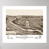  kaart van Franklin NH vanaf 1884 Poster (Voorkant)