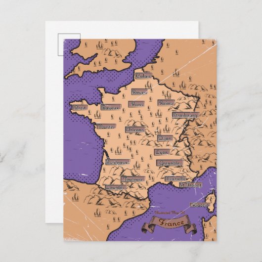  kaart van Frankrijk (Voorkant / Achterkant)