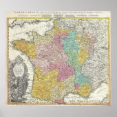 kaart van Frankrijk (1741) Poster (Voorkant)