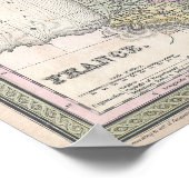  kaart van Frankrijk, 1853 Poster (Hoek)