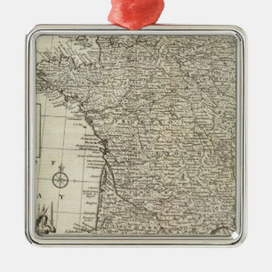 Kaart van Frankrijk 2 Metalen Ornament