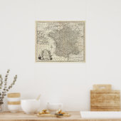 Kaart van Frankrijk 2 Poster (Keuken)