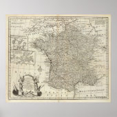 Kaart van Frankrijk 2 Poster (Voorkant)