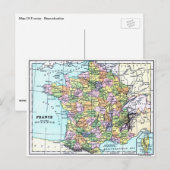 Kaart van Frankrijk - Briefkaart (Voorkant / Achterkant)