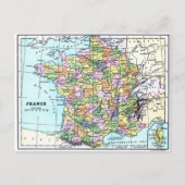 Kaart van Frankrijk - Briefkaart (Voorkant)