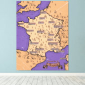 kaart van Frankrijk Canvas Afdruk (Insitu (Houten vloer))