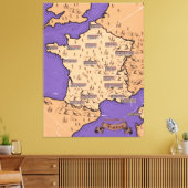 kaart van Frankrijk Canvas Afdruk (Insitu (Woonkamer))