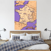 kaart van Frankrijk Canvas Afdruk (Insitu (Slaapkamer))