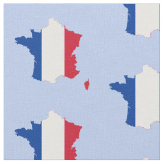 Kaart van Frankrijk in de Franse vlag op blauw Stof