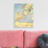 Kaart van Frankrijk, Spanje en Noordwest-Afrika Canvas Afdruk (Insitu (Woonkamer))
