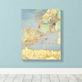 Kaart van Frankrijk, Spanje en Noordwest-Afrika Canvas Afdruk (Insitu (Houten vloer))