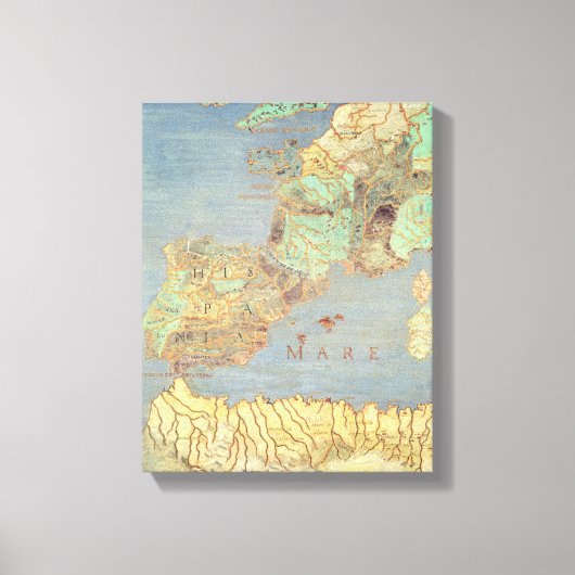 Kaart van Frankrijk, Spanje en Noordwest-Afrika Canvas Afdruk (Voorkant)