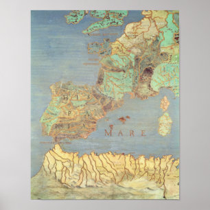 Kaart van Frankrijk, Spanje en Noordwest-Afrika Poster