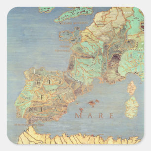 Kaart van Frankrijk, Spanje en Noordwest-Afrika Vierkante Sticker