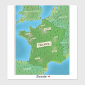 Kaart van Frankrijk Sticker (Vel)