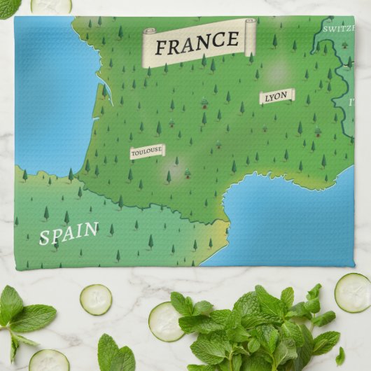 kaart van Frankrijk Theedoek (Gevouwen)
