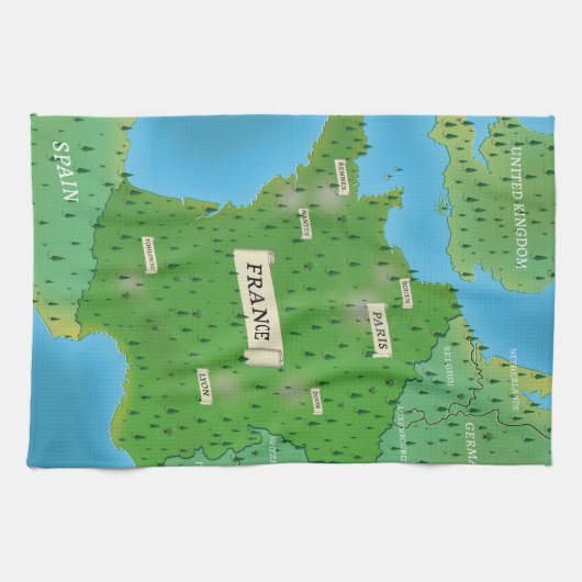 kaart van Frankrijk Theedoek (Horizontaal)