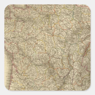 Kaart van Frankrijk Vierkante Sticker