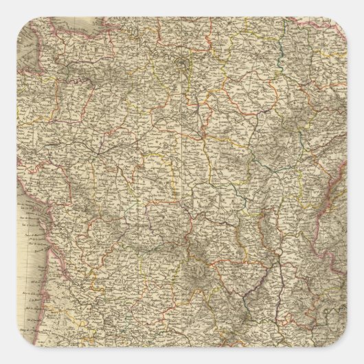 Kaart van Frankrijk Vierkante Sticker (Voorkant)