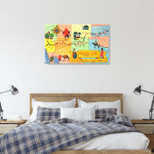 Kaart van Fred Harvey Hotel LocationsCA aan KS Canvas Afdruk (Insitu (Slaapkamer))