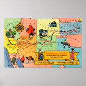 Kaart van Fred Harvey Hotel LocationsCA aan KS Poster (Voorkant)