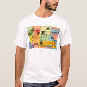 Kaart van Fred Harvey Hotel LocationsCA aan KS T-shirt