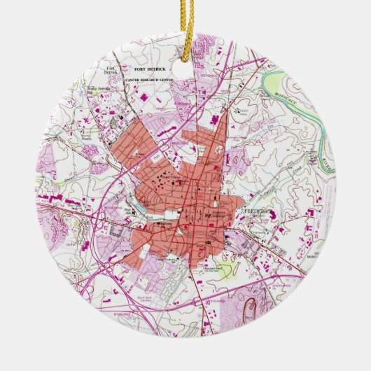  kaart van Frederick Maryland (1953) 2 Keramisch Ornament (Voorkant)