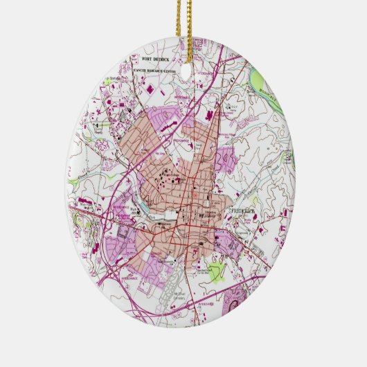  kaart van Frederick Maryland (1953) Keramisch Ornament (Rechts)