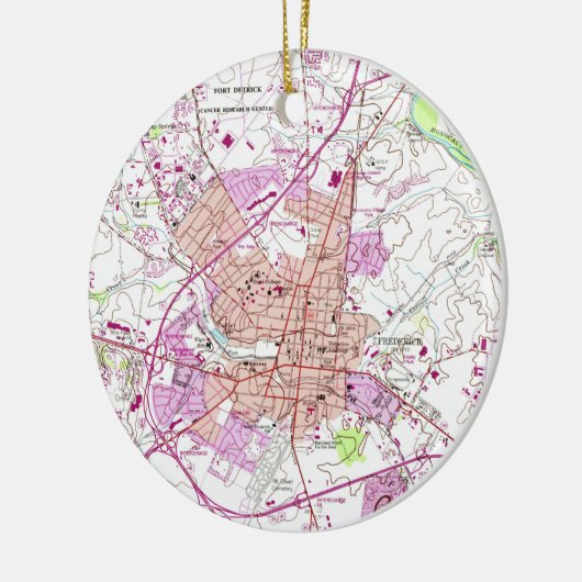  kaart van Frederick Maryland (1953) Keramisch Ornament (Links)