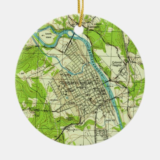  kaart van Fredericksburg Virginia (1944) Keramisch Ornament (Voorkant)