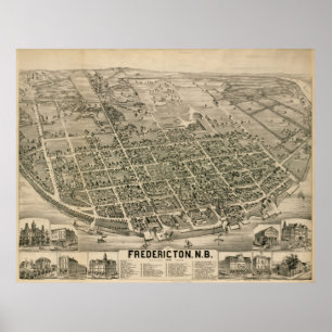 kaart van Fredericton New Brunswick (1882) Poster