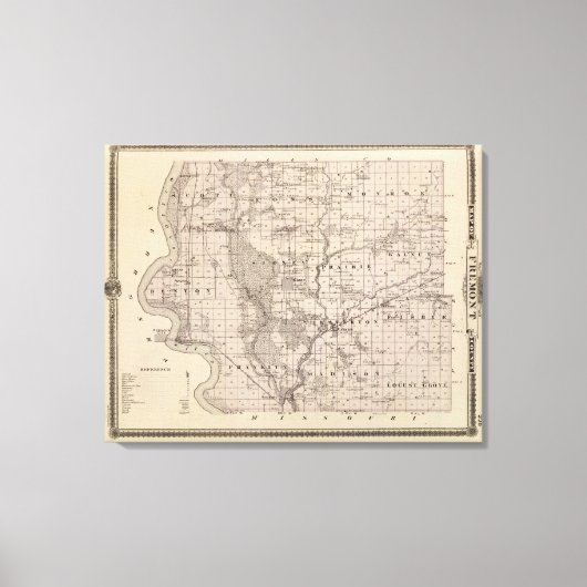Kaart van Fremont County, staat Iowa Canvas Afdruk (Voorkant)