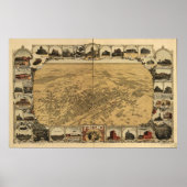 Kaart van Fresno, Uitzicht van vogelsoorten-Oog, 1 Poster (Voorkant)