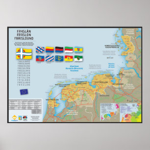 Kaart van Friesland Poster