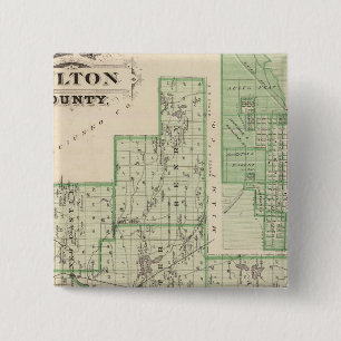 Kaart van Fulton County met Rochester, Fulton Co Vierkante Button 5,1 Cm