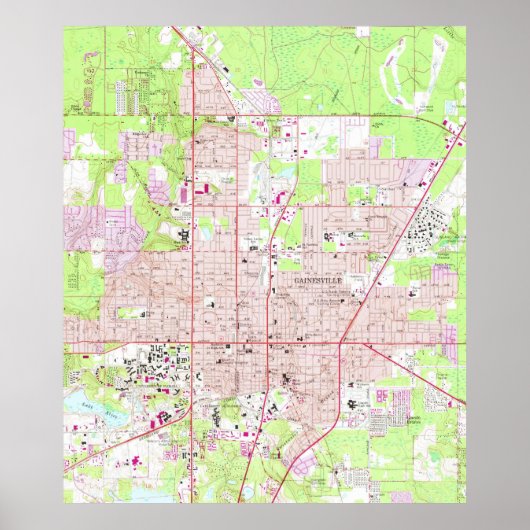  kaart van Gainesville Florida (1966) Poster (Voorkant)