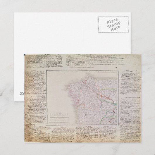 Kaart van Galicië met route van het Franse leger (Voorkant / Achterkant)